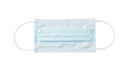 Closeup of blue face mask on green plaid fabric, healthcare and safety during pandemic