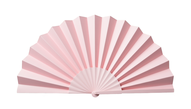 Closeup of a pink portable fan on plaid background, staying cool in style