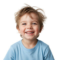 A young child caught mid-giggle