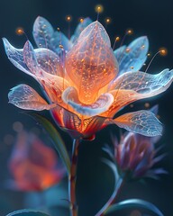 Elegant morning flower with sparkling water beads high resolution photo