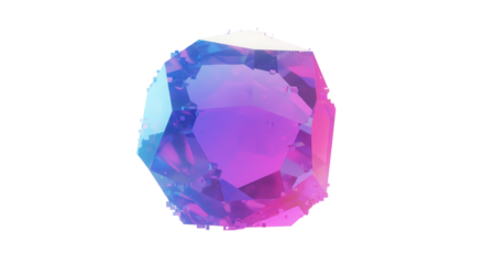 Colorful pink blue crystal gemstone illustration isolated on white background