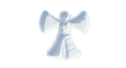 Soft blue snow angel illustration on white background