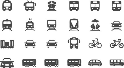 vehicle public transport line icon set  vector pic (1).eps