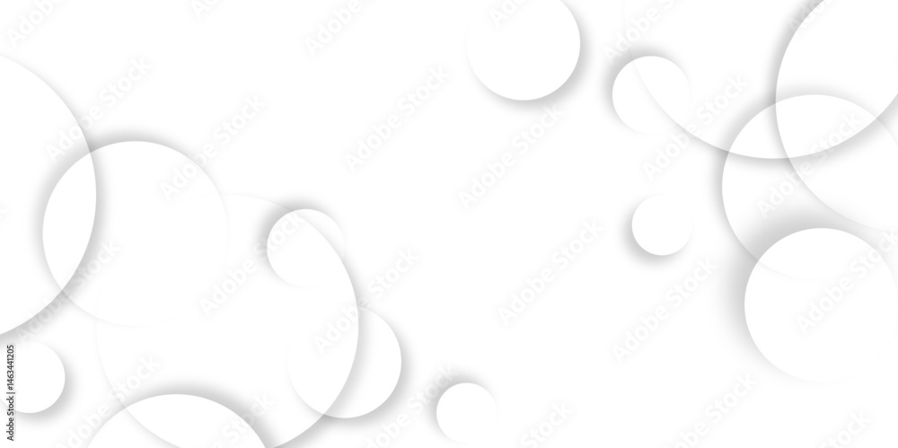 Aufkleber Abstract background with circle white abstract geometric background with soft light white paper circles in design .Gray abstract. Modern design background for report and project presentation template.