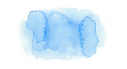 Blue Watercolor Stain Artistic Washes on White Background
