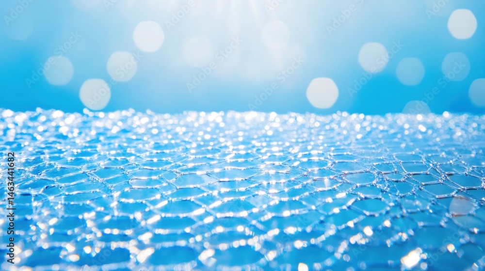Poster abstract blue bubble texture background shiny network pattern light and airy design