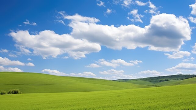 hills white clouds blue sky