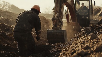 Construction Worker Operating Heavy Machinery