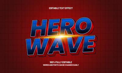 Fototapeta premium hero wave editable text effect with a super and powerful text style
