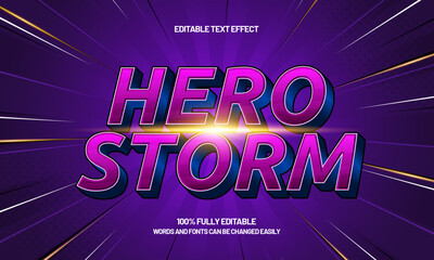 hero storm editable text effect with a super and powerful text style
