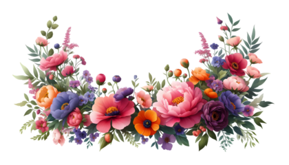 Floral frame | flowers isolated on white or transparent background, PNG