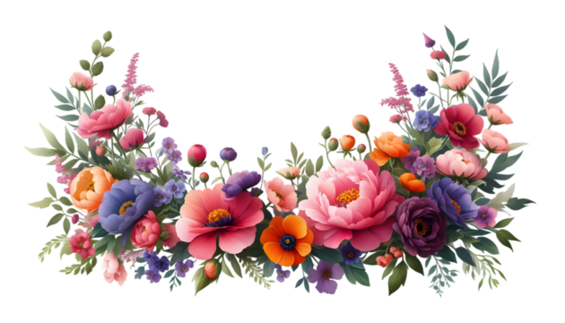 Floral frame | flowers isolated on white or transparent background, PNG