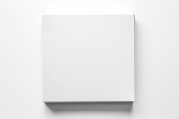 Blank white square cardboard box on white background