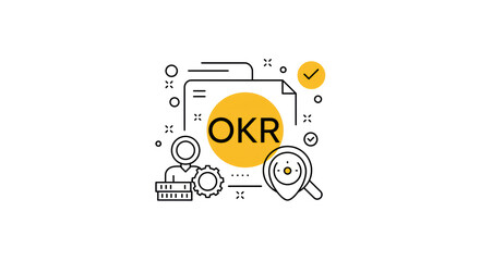 OKR Objectives Key Results Icon: Business Strategy and Goal Setting
