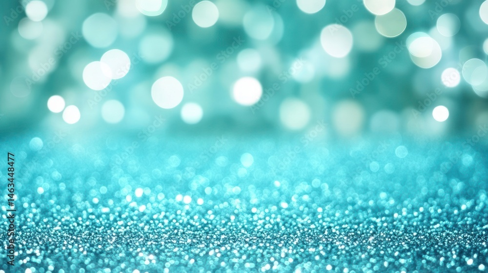 Poster teal glitter texture with bokeh lights abstract sparkle background