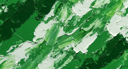 Naklejka premium Green and White Paint Brushstrokes Texture Background