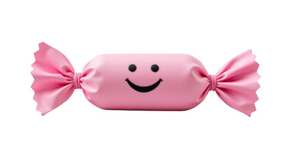Adorable pink smiley face with a bow, symbol of joy and happiness cute