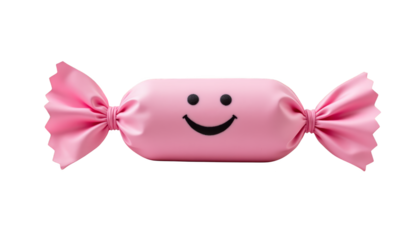 Adorable pink smiley face with a bow, symbol of joy and happiness cute