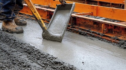 Concrete Pouring at Construction Site