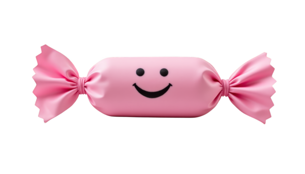 Adorable pink smiley face with a bow, symbol of joy and happiness cute