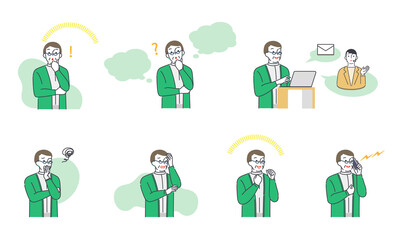 問い合わせをするシニア女性の一連の表情