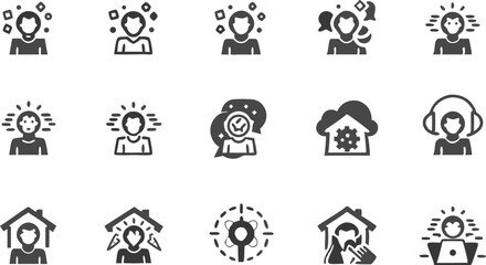 overwhelmed  stressful situations line icon set  v.eps