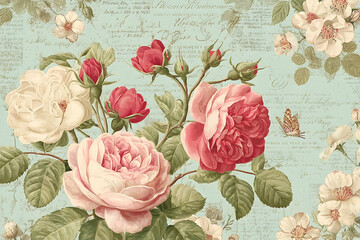Pastel floral design with delicate rose blossoms.