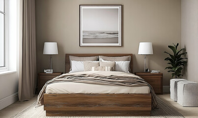 Neutral Beige Minimalist Bedroom Interior Design