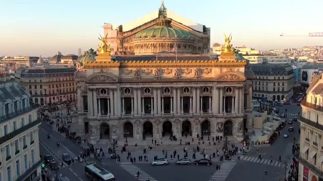 Front View of Palais Garnier Opera House at Sunset in Paris