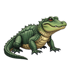 fun green cartoon crocodile character for kids educational marketing campaign, children's book illustration, wildlife conservation promotional material