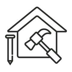 Home improvement symbol outline icon, editable vector illustration and transparent graphic element. Isolated on white background