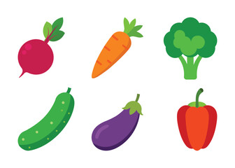 collection of vegetables vector illustration, vegetables icon set on white background