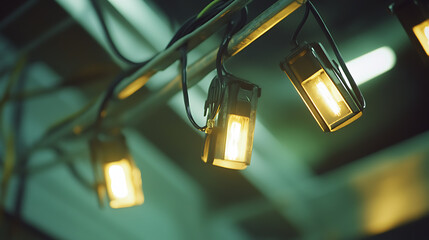 String Lights Hanging from a Ceiling