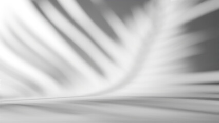 Plakat Minimal abstract summer background for product presentation with a palm leaf shadow. Blurred shadow from palm leaves. White color studio background. Empty room. Blurred backdrop. Vector illustration.