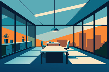 glass roofed office timed to natural light cycles 