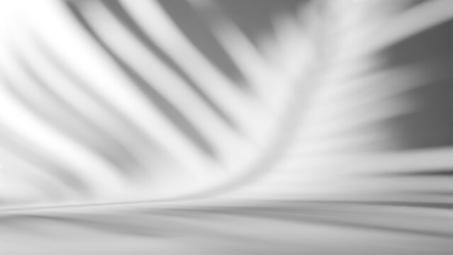 Minimal abstract summer background for product presentation with a palm leaf shadow. Blurred shadow from palm leaves. White color studio background. Empty room. Blurred backdrop. Vector illustration.