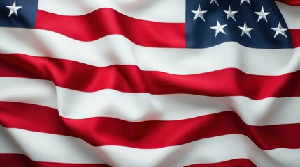 Obraz premium Close-up of a Draped American Flag, Red, White and Blue Stripes, Star Spangled Banner, Patriotic Symbol, National Pride, American Identity