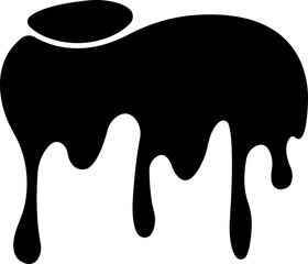 Dripping paint or ink stain icon in flat. Isolated on transparent background