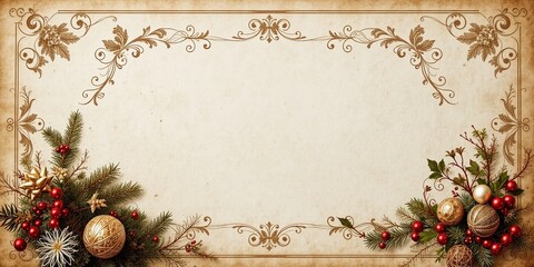 Aged Christmas Paper, Festive Vintage Design, Text Space