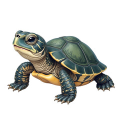 Obraz premium Vibrant turtle illustration for eco friendly marketing campaigns, corporate branding, and educational materials with copy space for text on white background