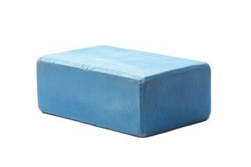 A single blue rectangular prism object with rounded edges on a black background in a studio shot