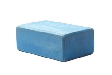 A single blue rectangular prism object with rounded edges on a black background in a studio shot