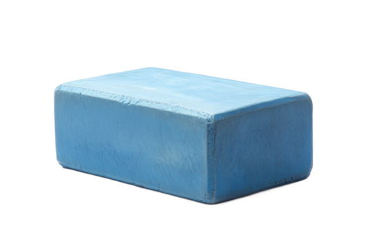 A single blue rectangular prism object with rounded edges on a black background in a studio shot