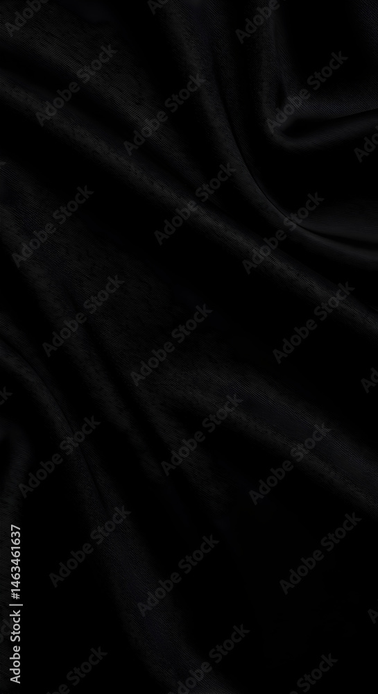 Poster abstract black fabric background showing wavy surface and smooth texture