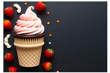 ice cream isolated on dark background