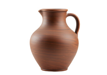 Realistic handmade clay water jug with terracotta color and smooth matte texture, isolated on transparent background.
