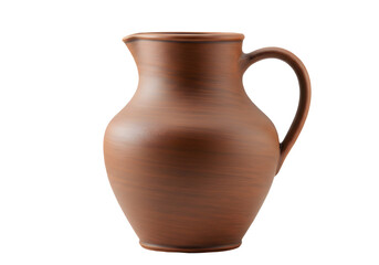 Realistic handmade clay water jug with terracotta color and smooth matte texture, isolated on transparent background.
