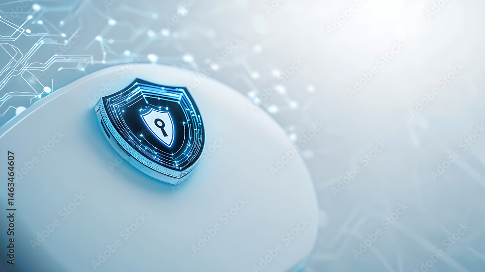 Poster cybersecurity measures digital workspace graphic design modern technology close-up secure data prote