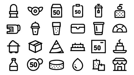 Elegant set of conceptual vector icons in a modern flat linear design perfect for UI UX designers and digital creators working on clean aesthetic projects