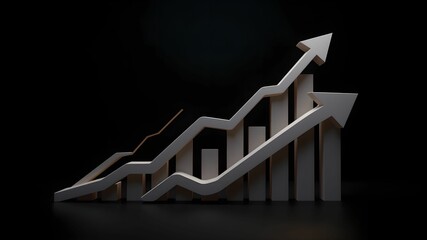 3D Business Graph with Arrow Growth Element
